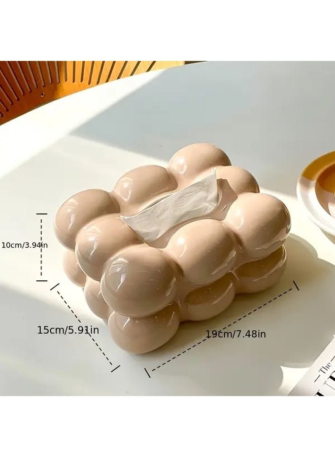 Ceramic Tissue Box Holder Silvery Square Elegant Home Office Decor - Image 5